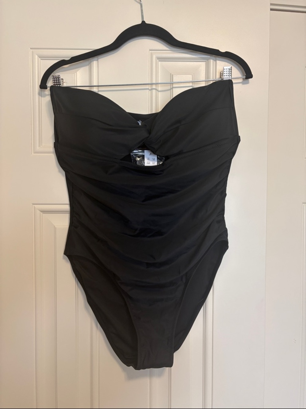 J. Crew Black Strapless cut out Ruched One-Piece Swimsuit